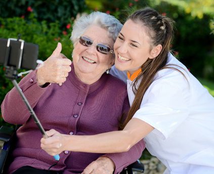 Selfie avec l'appareil du client